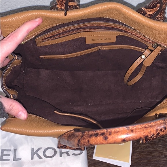 Michael Kors Rollins Lg Python-Embossed Satchel - Picture 7 of 16